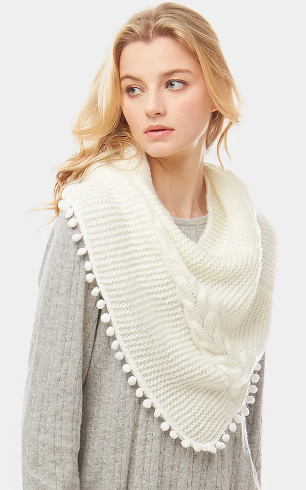 LOF528 Pom Pom Knit Tube Scarf