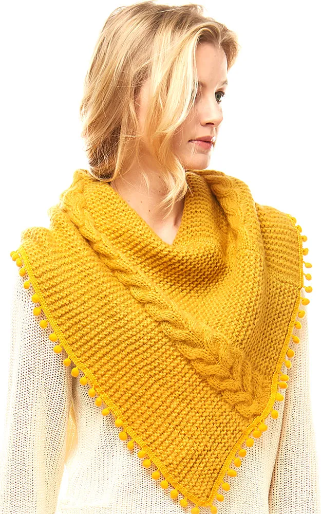 LOF528 Pom Pom Knit Tube Scarf