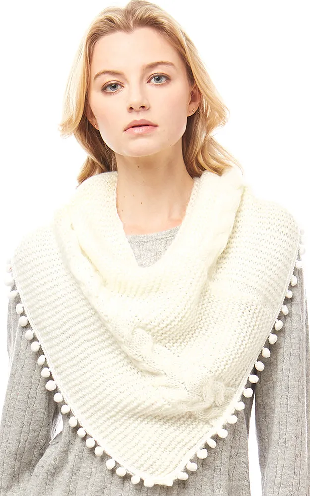 LOF528 Pom Pom Knit Tube Scarf