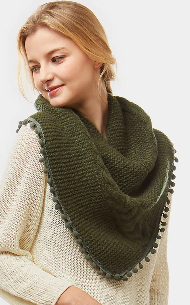LOF528 Pom Pom Knit Tube Scarf
