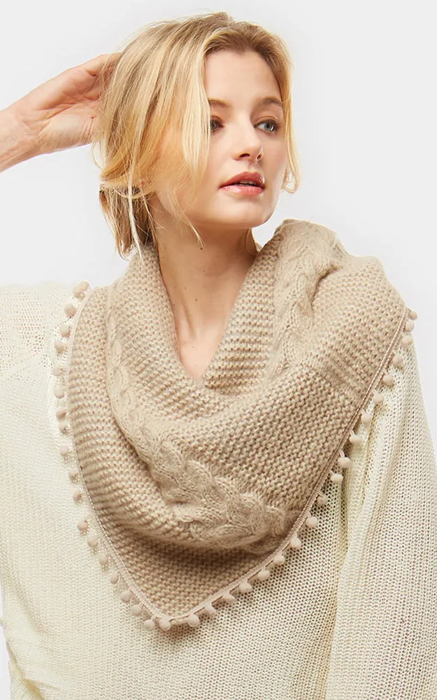 LOF528 Pom Pom Knit Tube Scarf