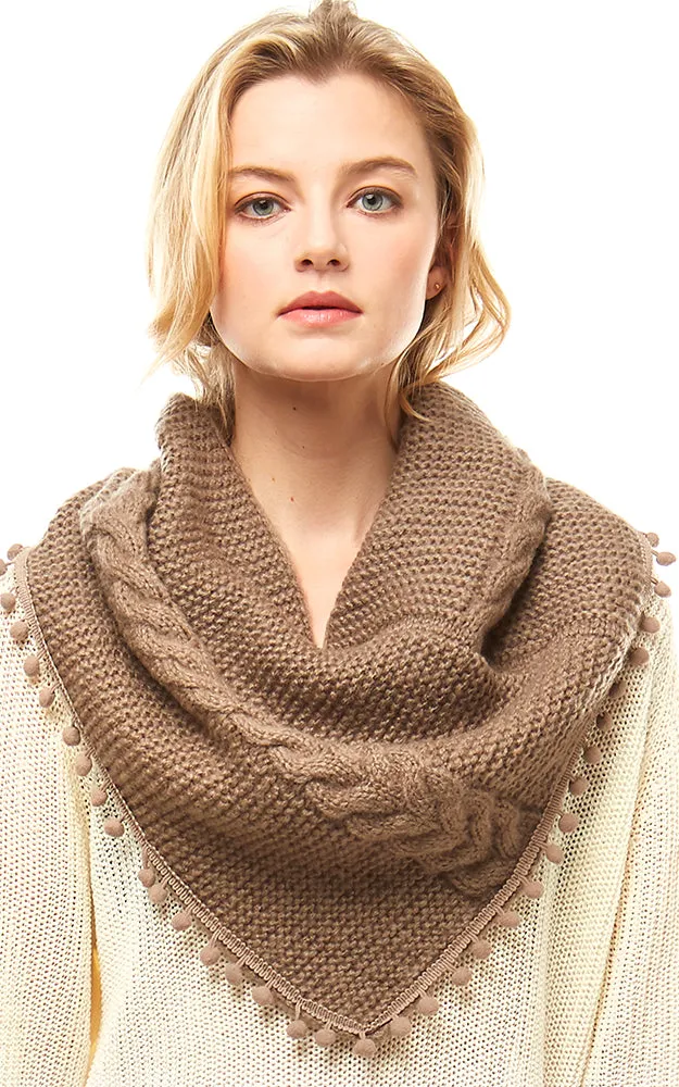 LOF528 Pom Pom Knit Tube Scarf