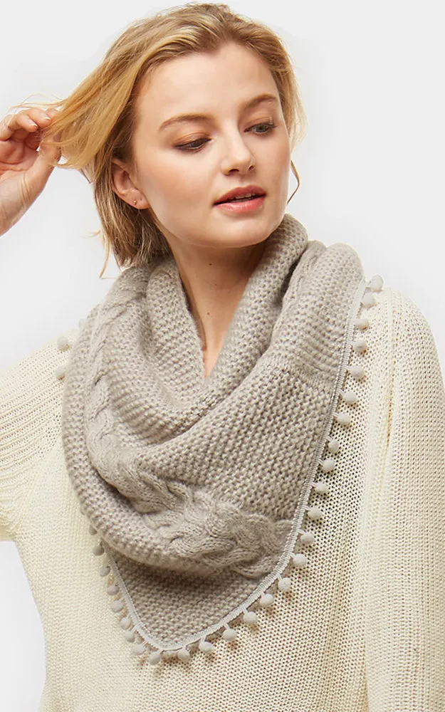 LOF528 Pom Pom Knit Tube Scarf