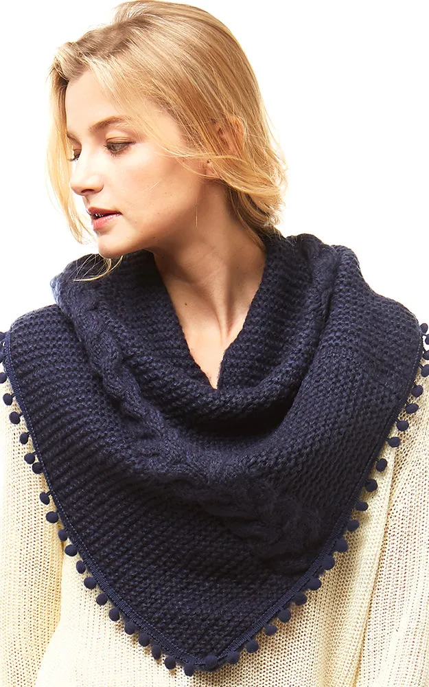 LOF528 Pom Pom Knit Tube Scarf