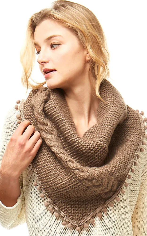 LOF528 Pom Pom Knit Tube Scarf