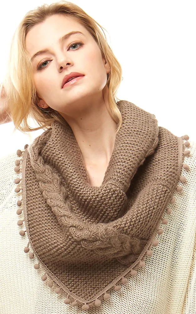 LOF528 Pom Pom Knit Tube Scarf