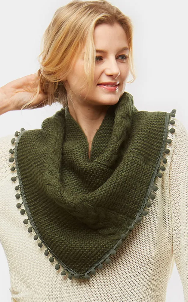 LOF528 Pom Pom Knit Tube Scarf
