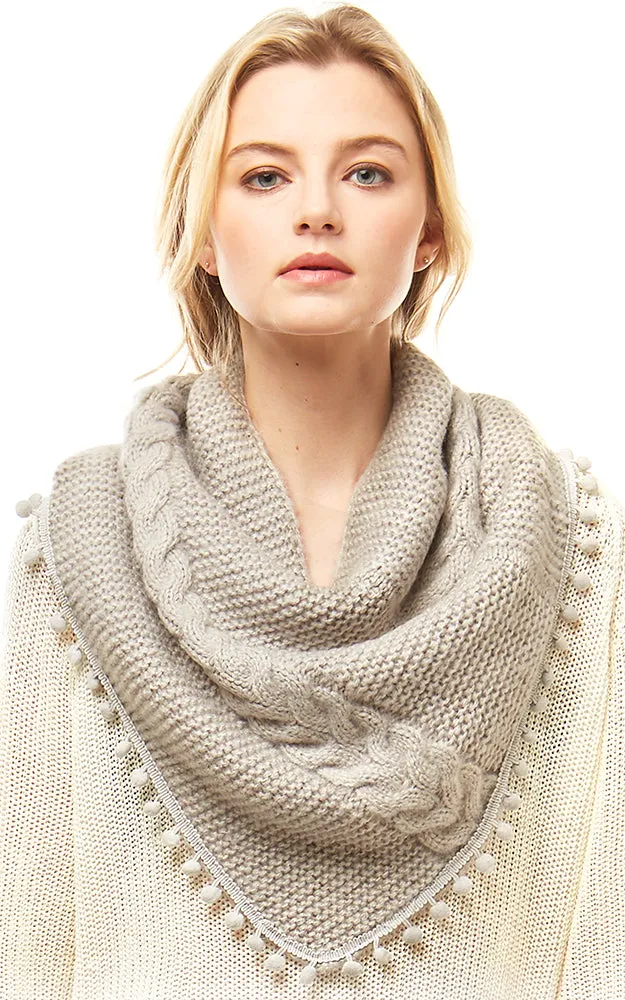 LOF528 Pom Pom Knit Tube Scarf