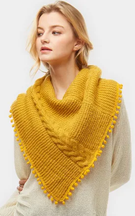 LOF528 Pom Pom Knit Tube Scarf