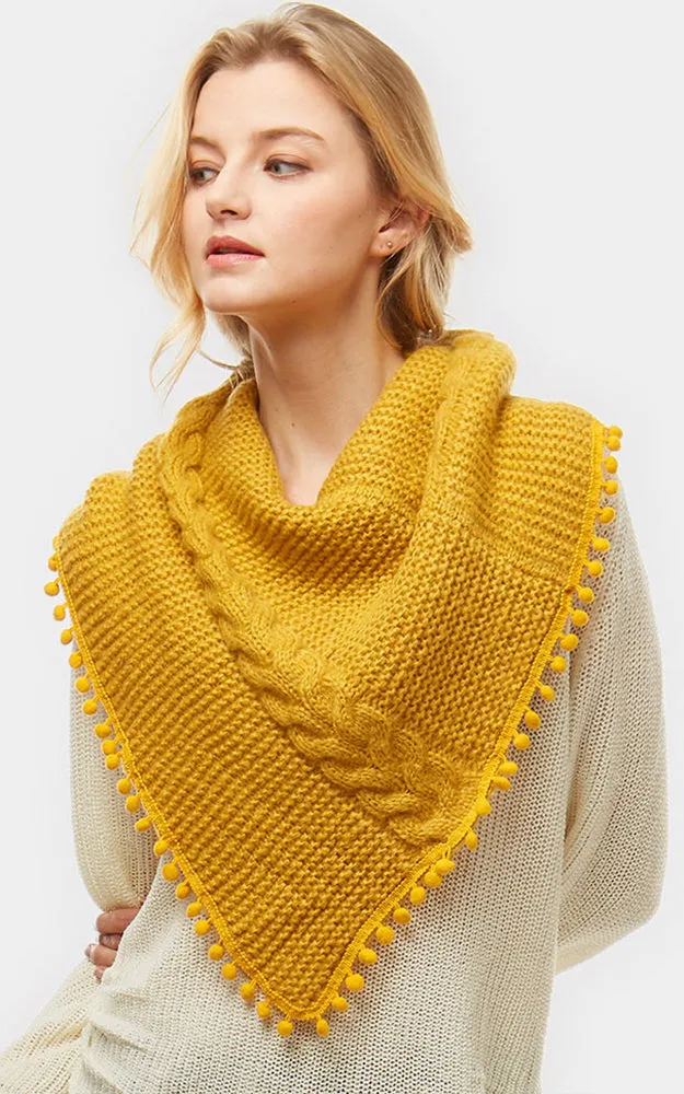 LOF528 Pom Pom Knit Tube Scarf