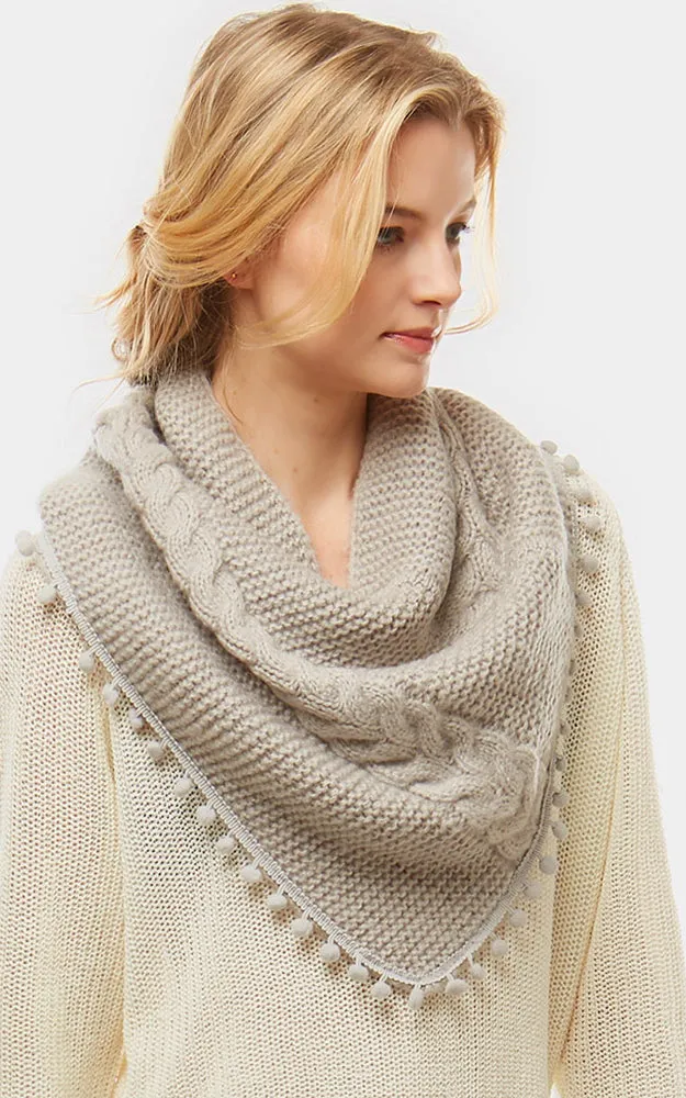LOF528 Pom Pom Knit Tube Scarf