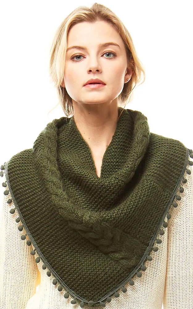 LOF528 Pom Pom Knit Tube Scarf