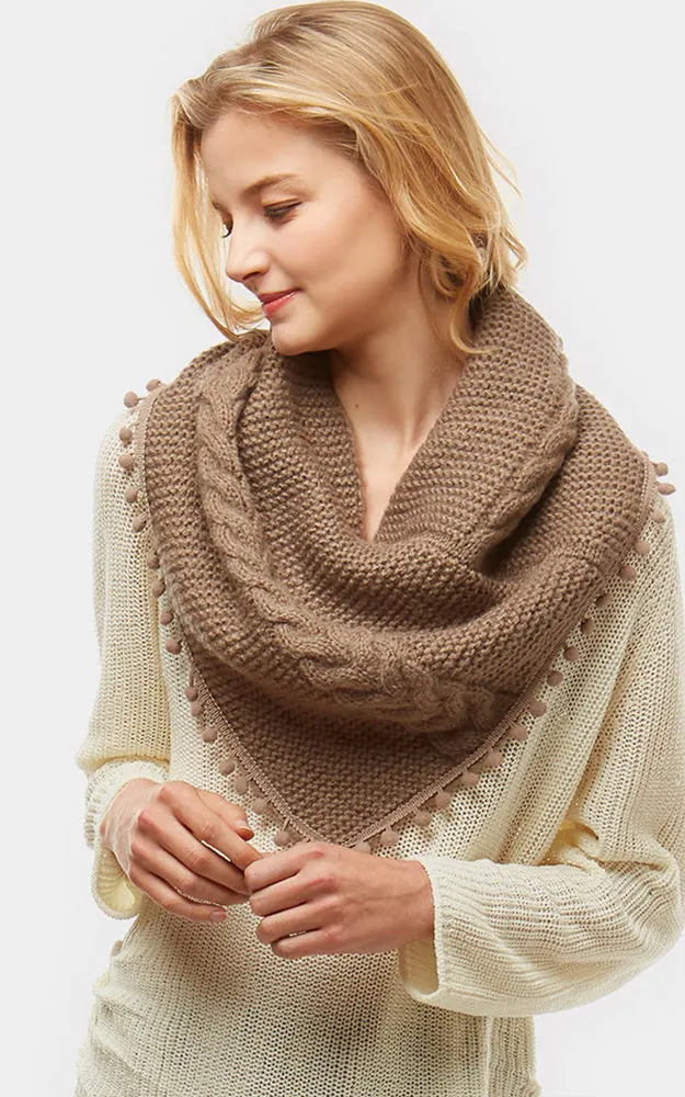 LOF528 Pom Pom Knit Tube Scarf