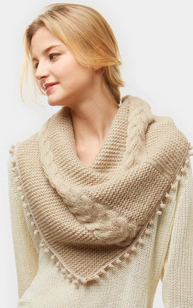 LOF528 Pom Pom Knit Tube Scarf