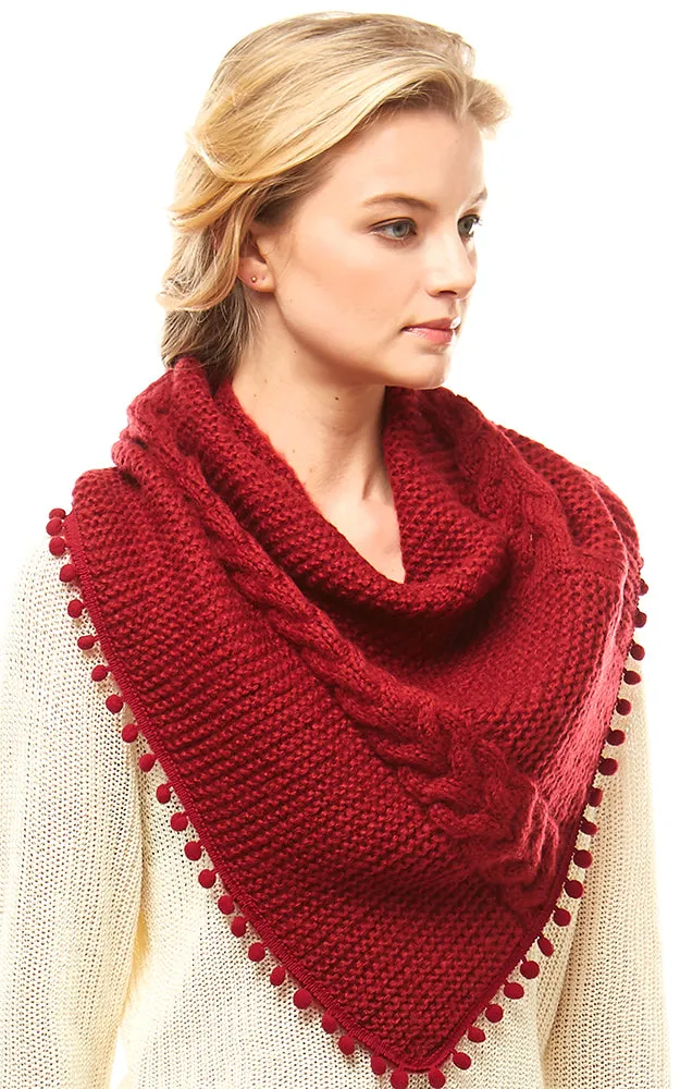 LOF528 Pom Pom Knit Tube Scarf