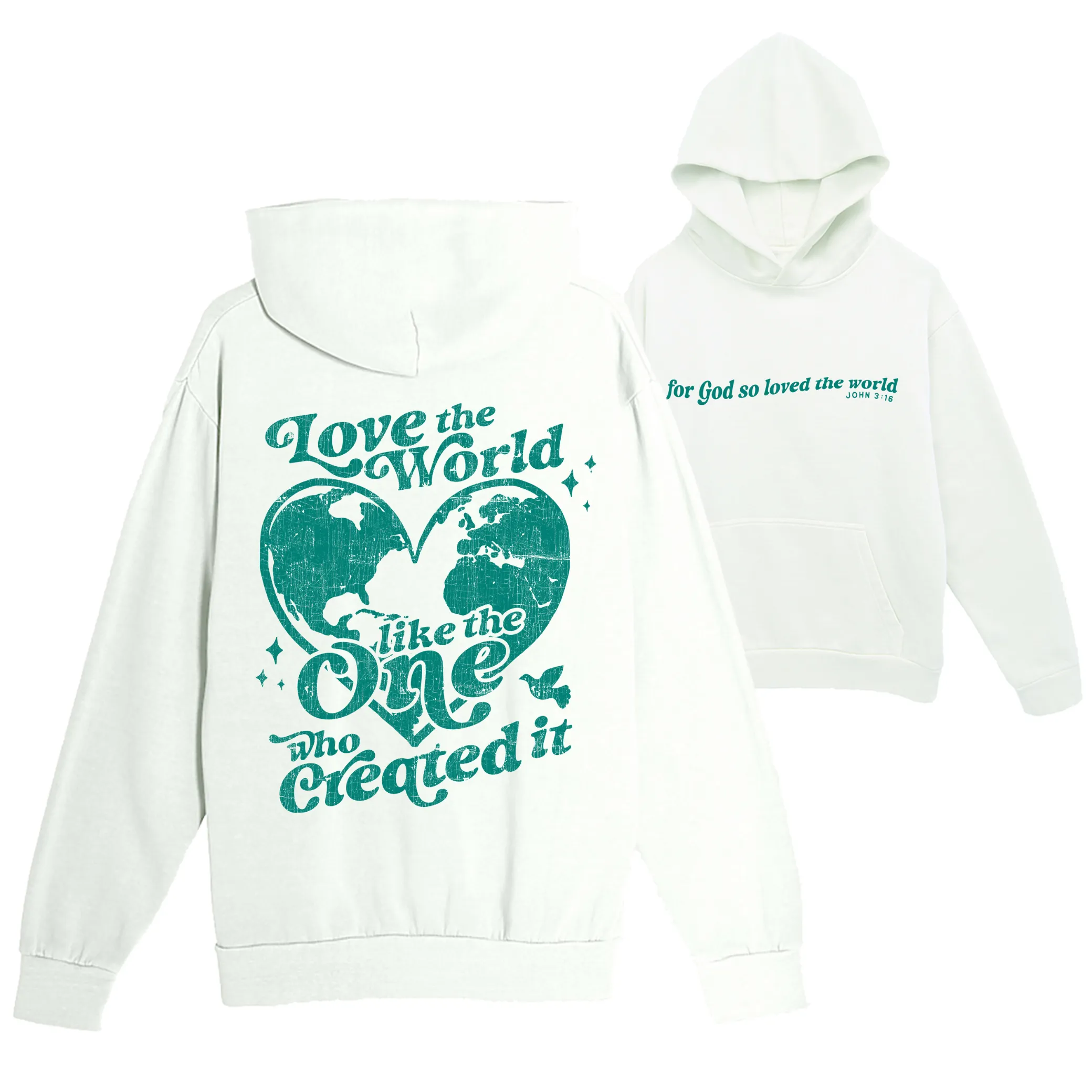 Love The World Pullover Hoodie - Pistachio