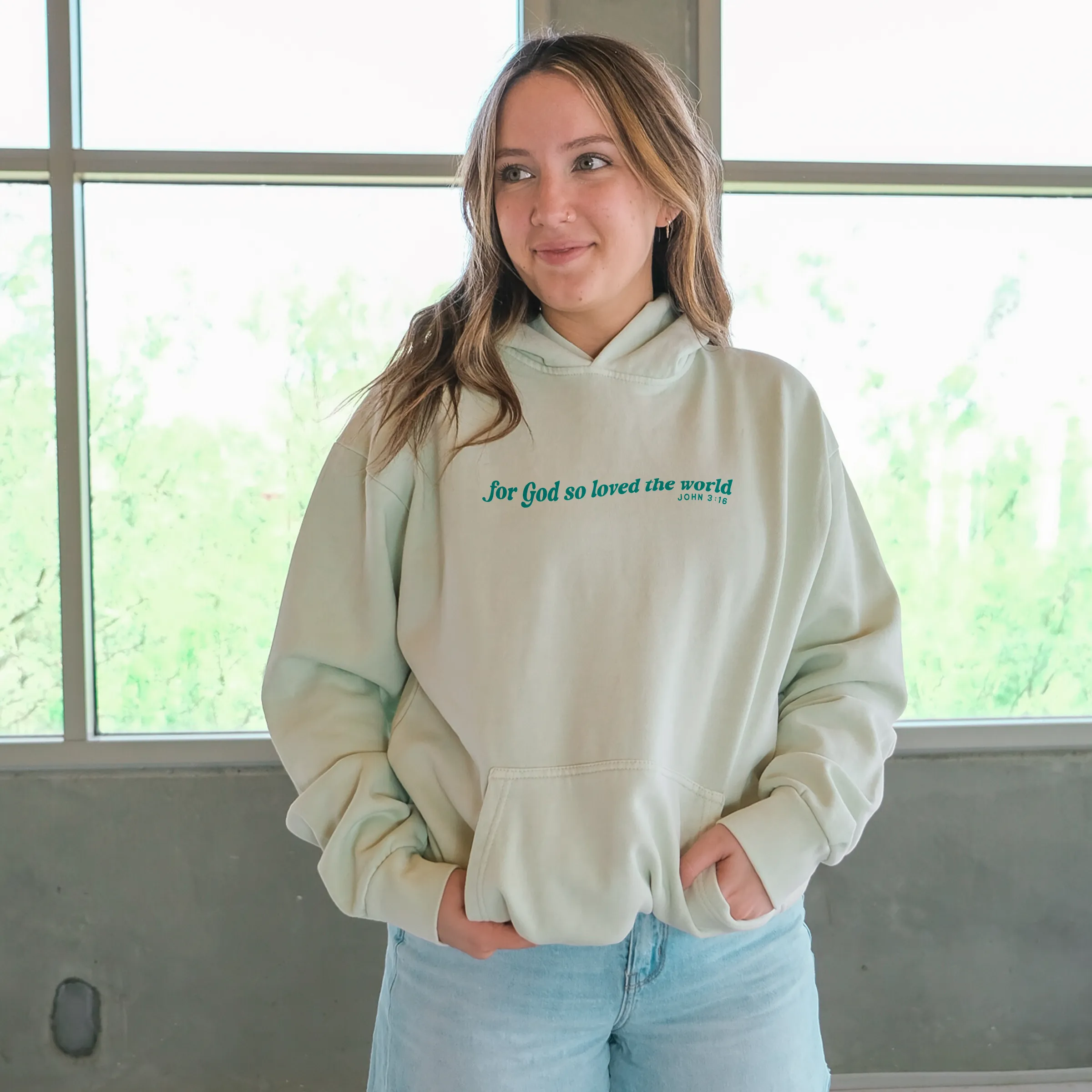 Love The World Pullover Hoodie - Pistachio