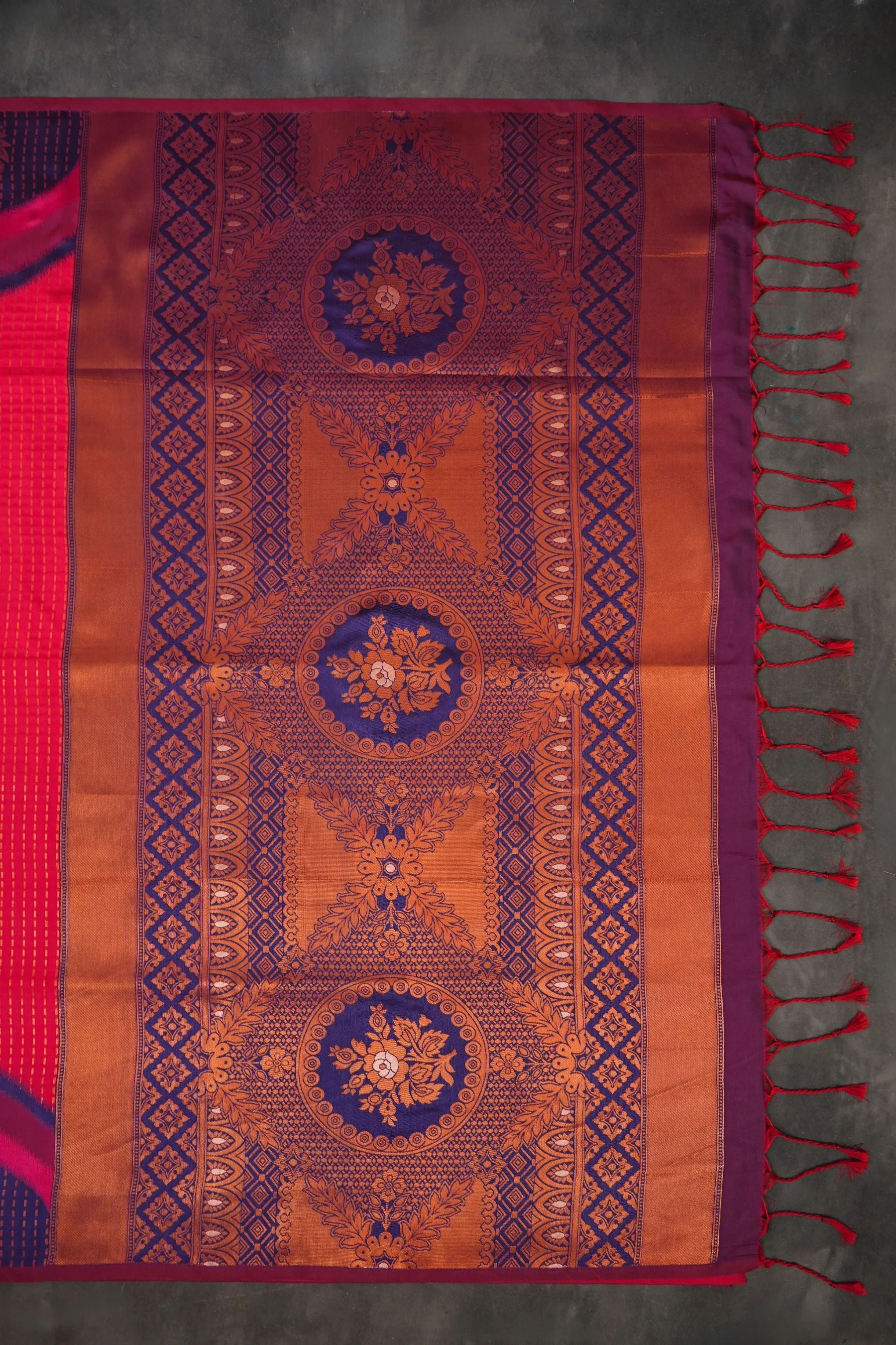 Luxurious Kanchipuram Semi-Silk Saree with Copper Zari