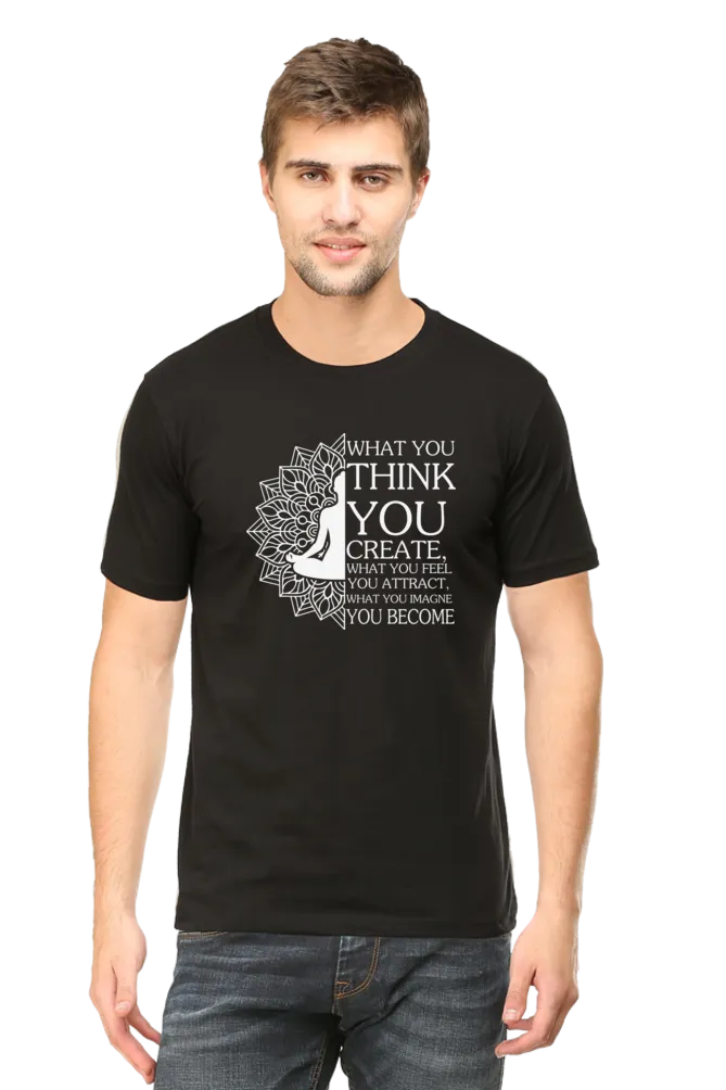 Men Half Sleeves Classic T-Shirt - Law Of Attraction Buddha