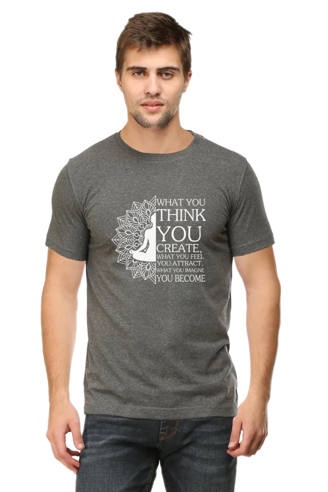 Men Half Sleeves Classic T-Shirt - Law Of Attraction Buddha