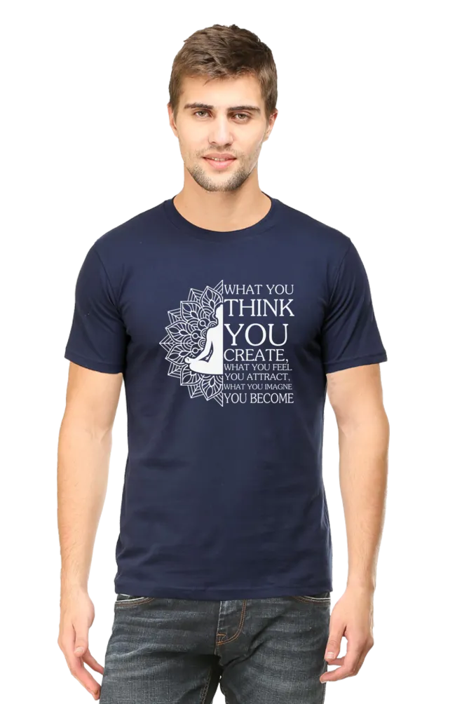 Men Half Sleeves Classic T-Shirt - Law Of Attraction Buddha