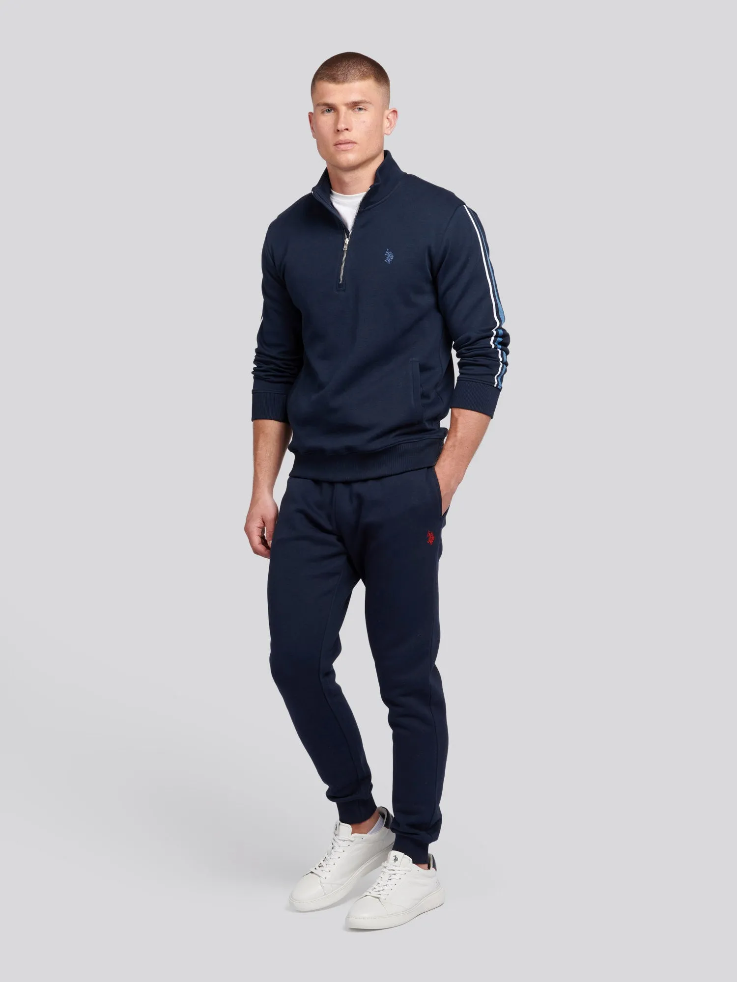 Mens Double Horsemen Joggers in Dark Sapphire Navy / Haute Red DHM