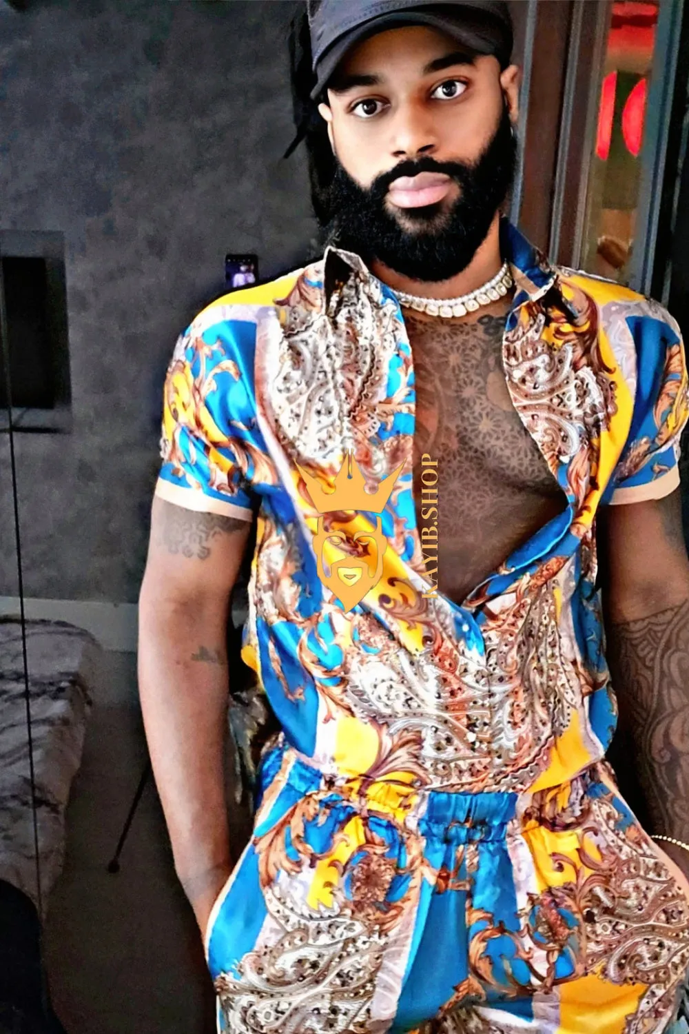 Men's Silk/Satin Shirt Shorts Set - Experience Ultimate Comfort and Embrace Versatility with Moisture-Wicking Technology