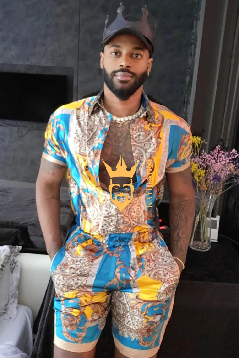 Men's Silk/Satin Shirt Shorts Set - Experience Ultimate Comfort and Embrace Versatility with Moisture-Wicking Technology