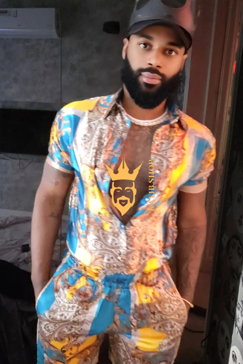 Men's Silk/Satin Shirt Shorts Set - Experience Ultimate Comfort and Embrace Versatility with Moisture-Wicking Technology