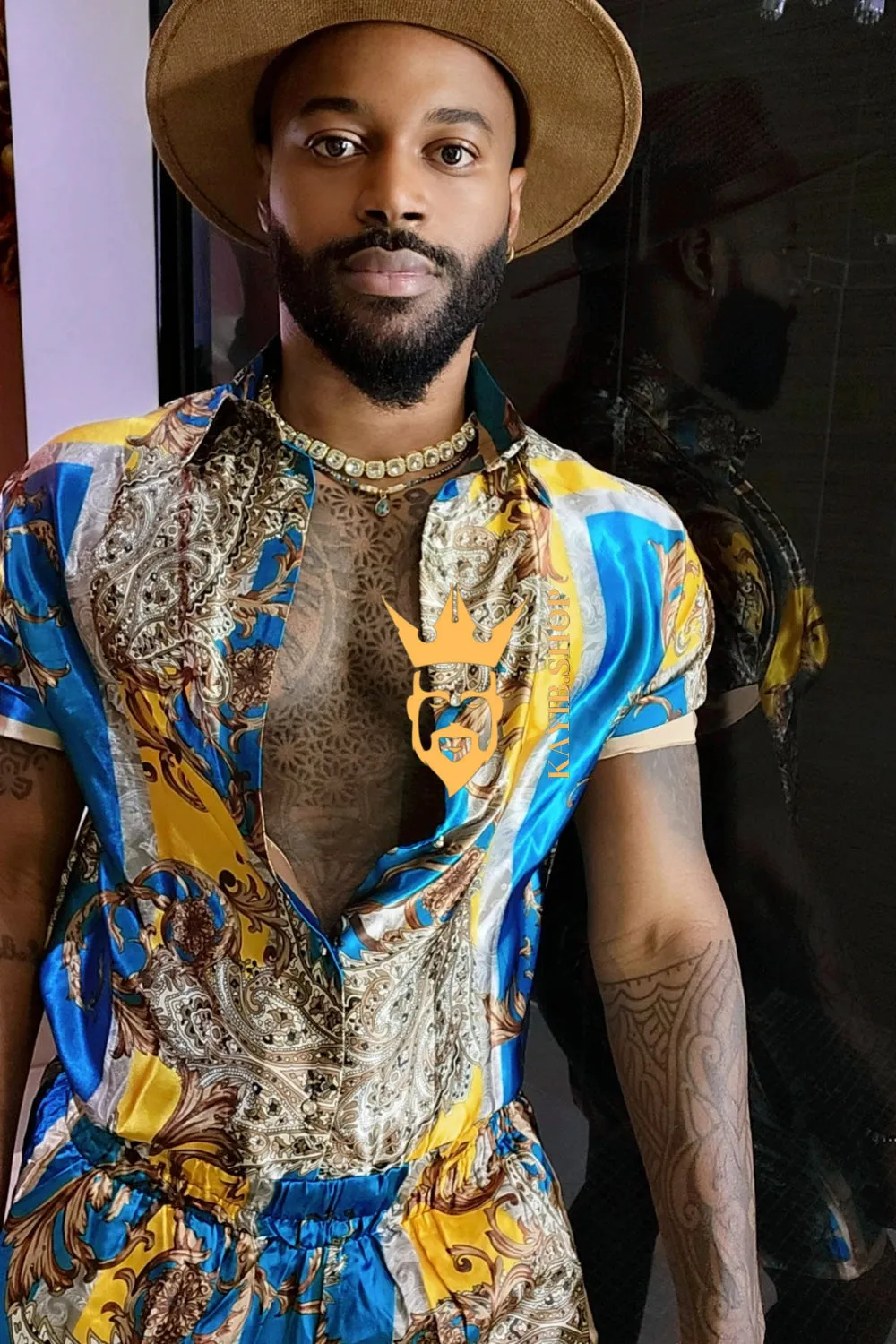 Men's Silk/Satin Shirt Shorts Set - Experience Ultimate Comfort and Embrace Versatility with Moisture-Wicking Technology