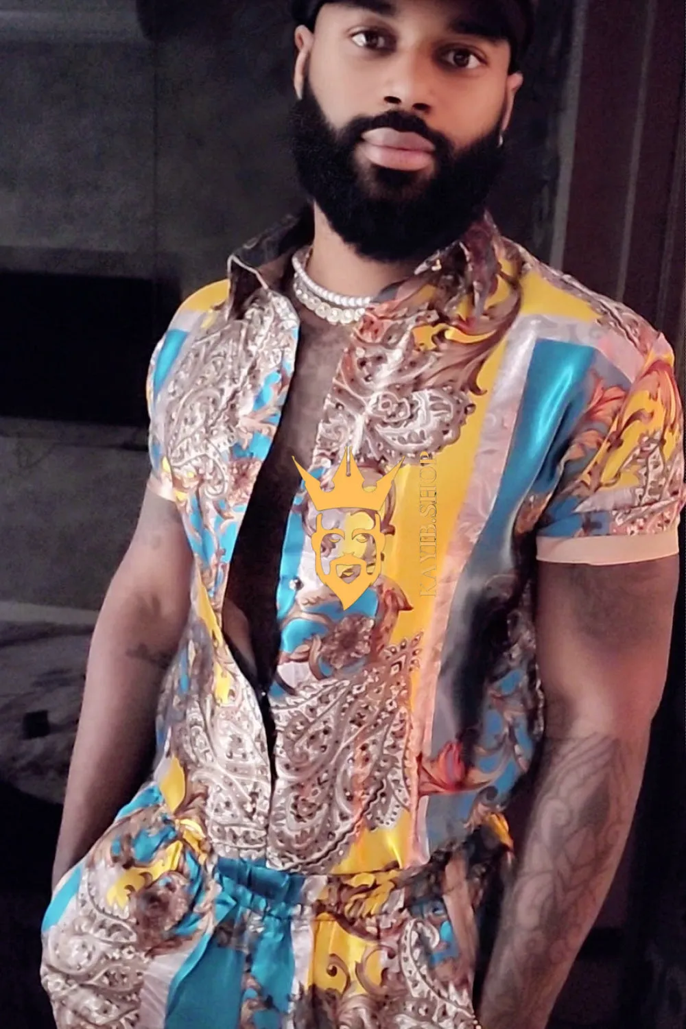 Men's Silk/Satin Shirt Shorts Set - Experience Ultimate Comfort and Embrace Versatility with Moisture-Wicking Technology