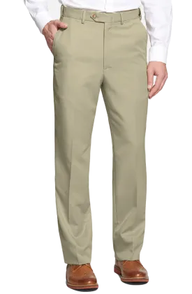Microfiber, Self Sizer, Taupe<br>Flat Front<br>Regular Rise