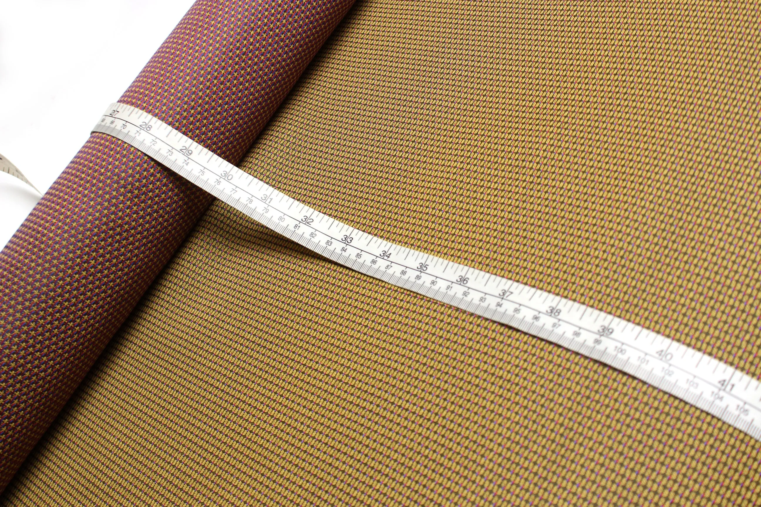 Mustard Small Ornament Silk Fabric