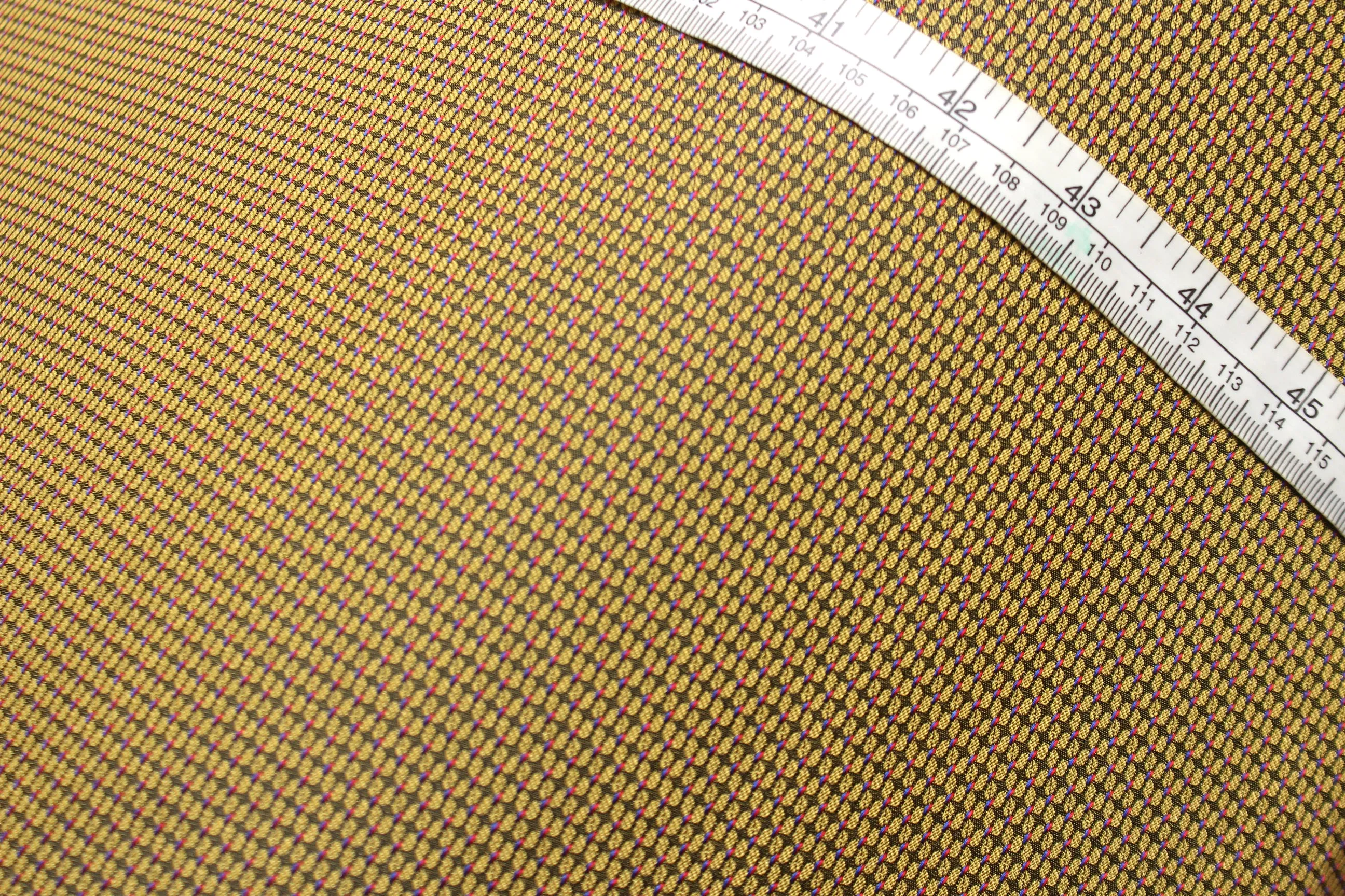 Mustard Small Ornament Silk Fabric