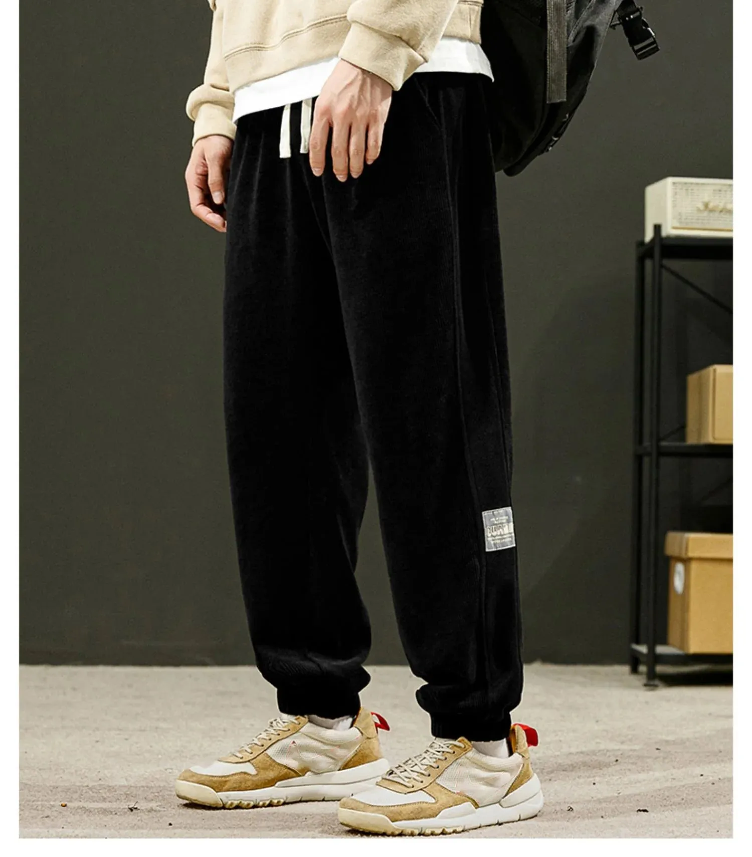 Nieuw product 49% korting Corduroy stof unisex casual zachte broek