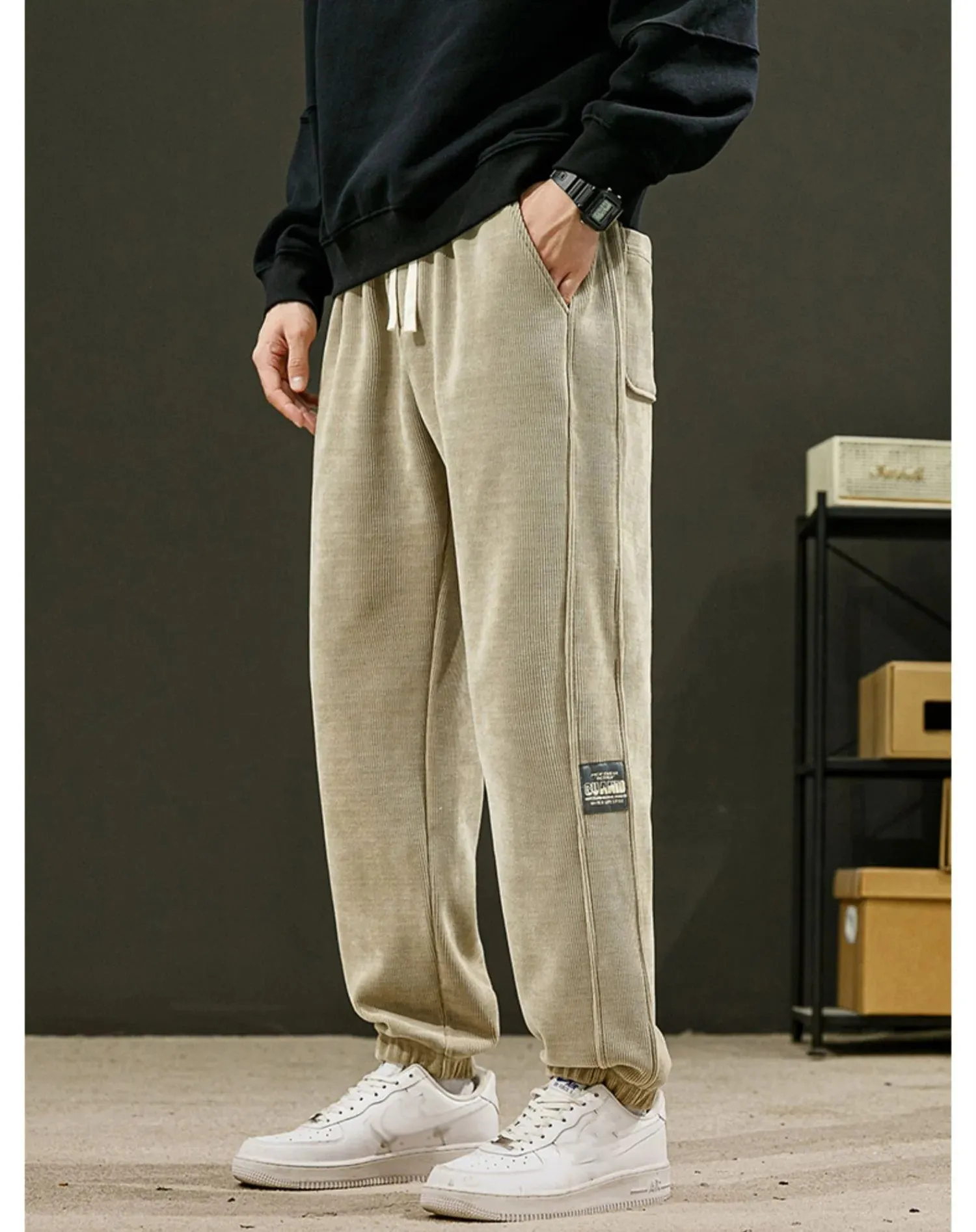 Nieuw product 49% korting Corduroy stof unisex casual zachte broek