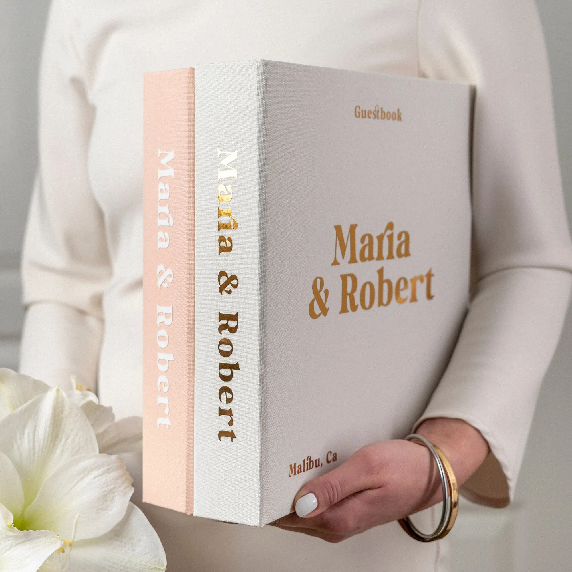 Peach   White Velour | Guest Book