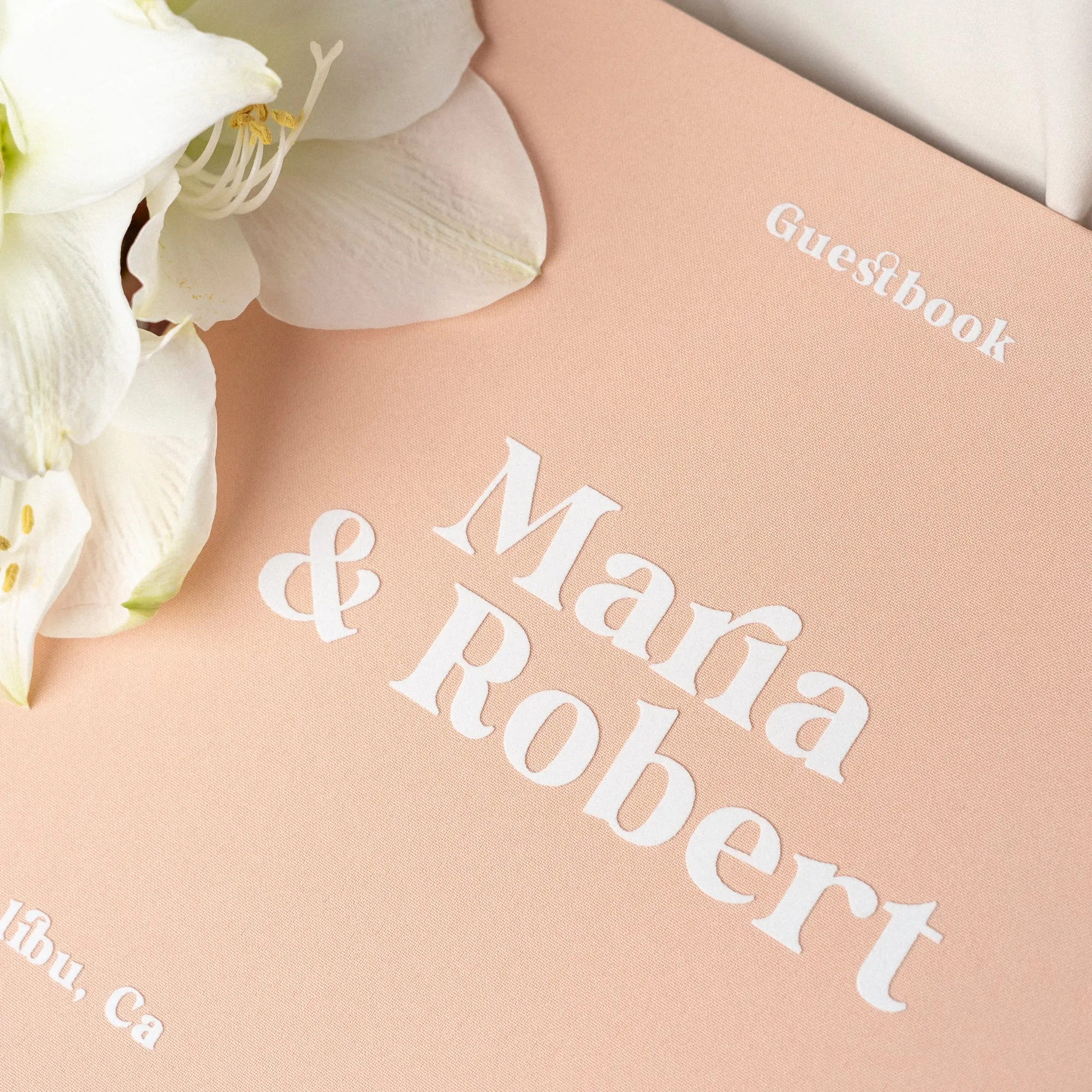 Peach   White Velour | Guest Book
