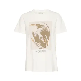 Polly t-shirt chalk/ sand graphic print