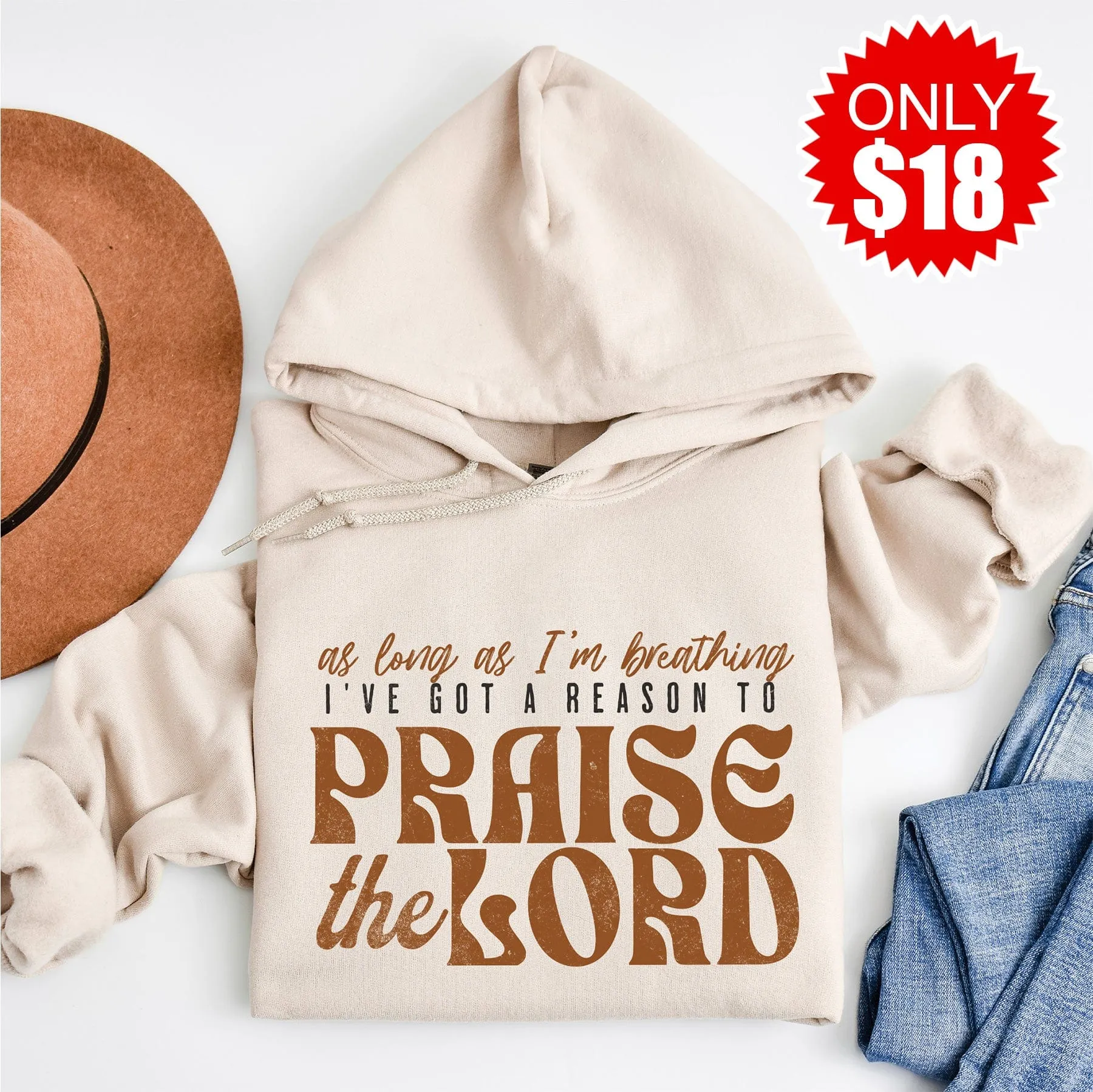 Praise The Lord Pullover Hoodie - Heather Dust