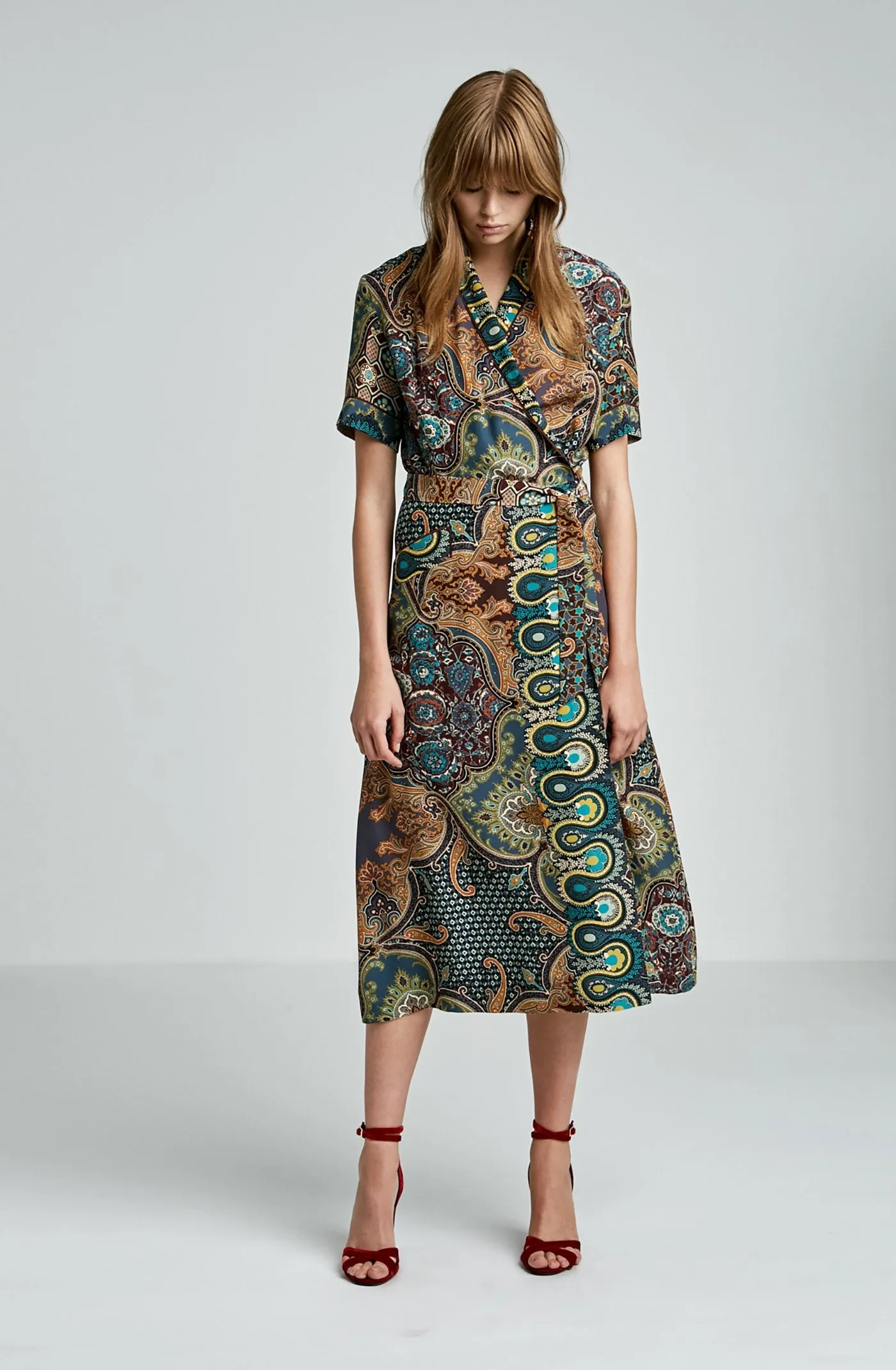 PRINTED WRAP DRESS