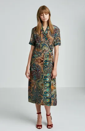PRINTED WRAP DRESS