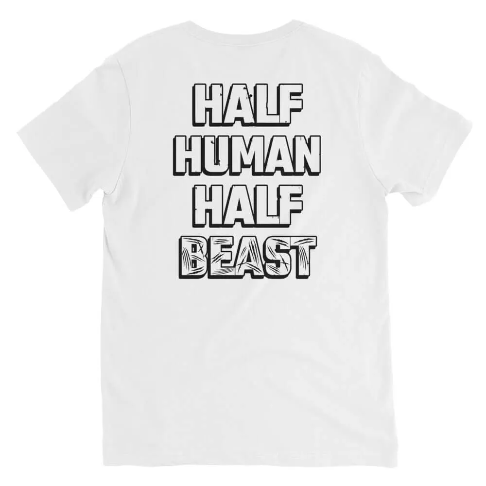 "Half Human Half Beast" Unisex Short Sleeve V-Neck T-Shirt