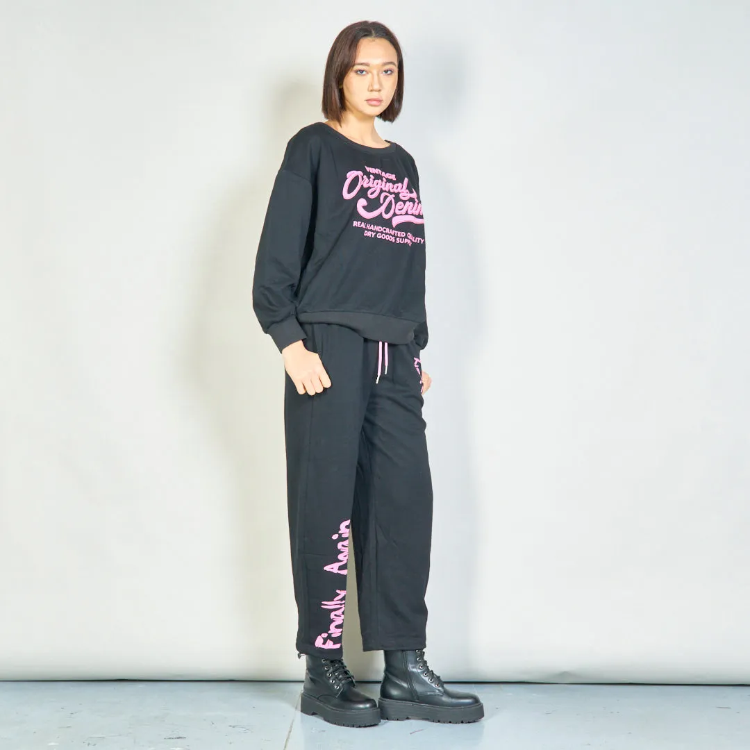 "Original Denim" graphic sweatshirt and jogger set wholesale
