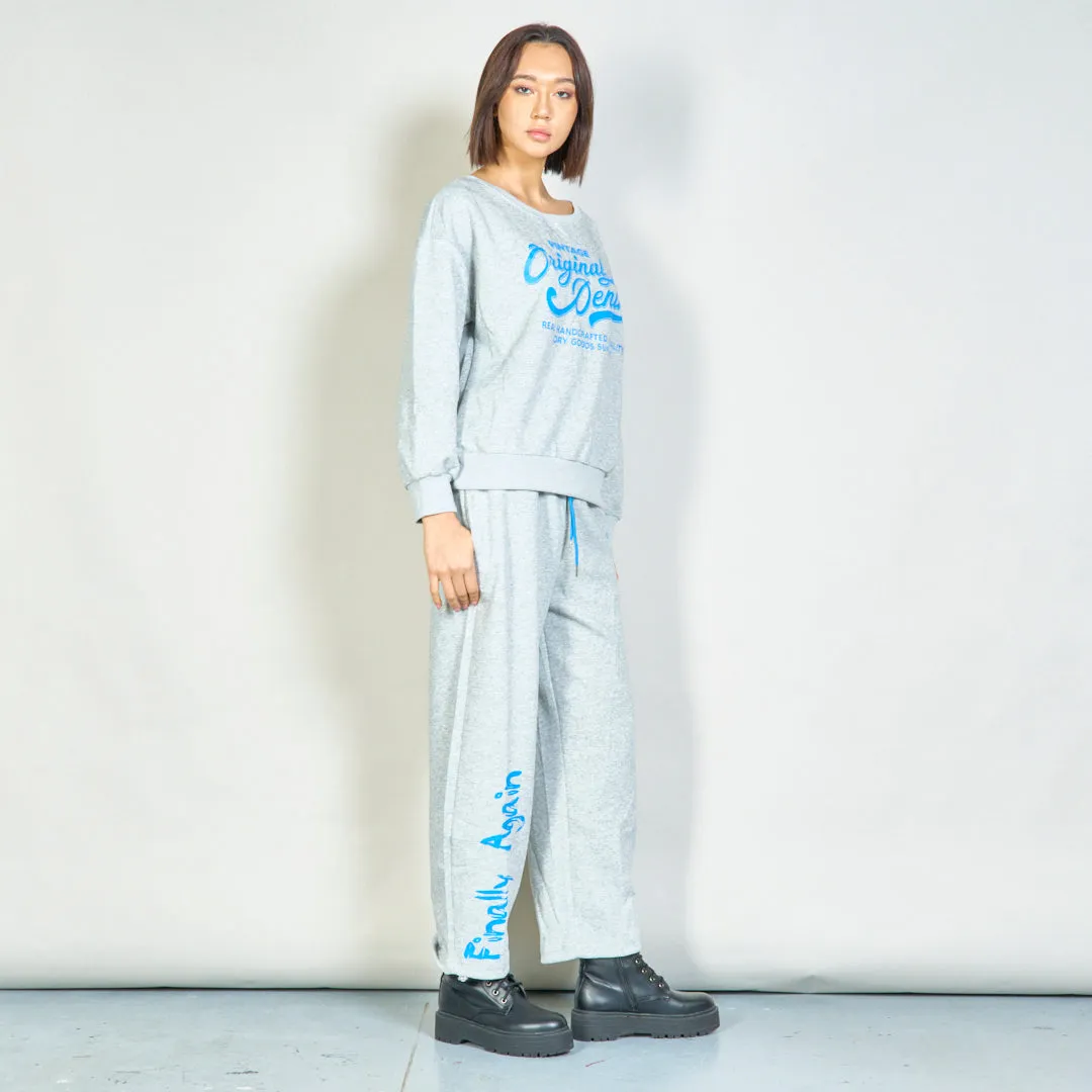 "Original Denim" graphic sweatshirt and jogger set wholesale