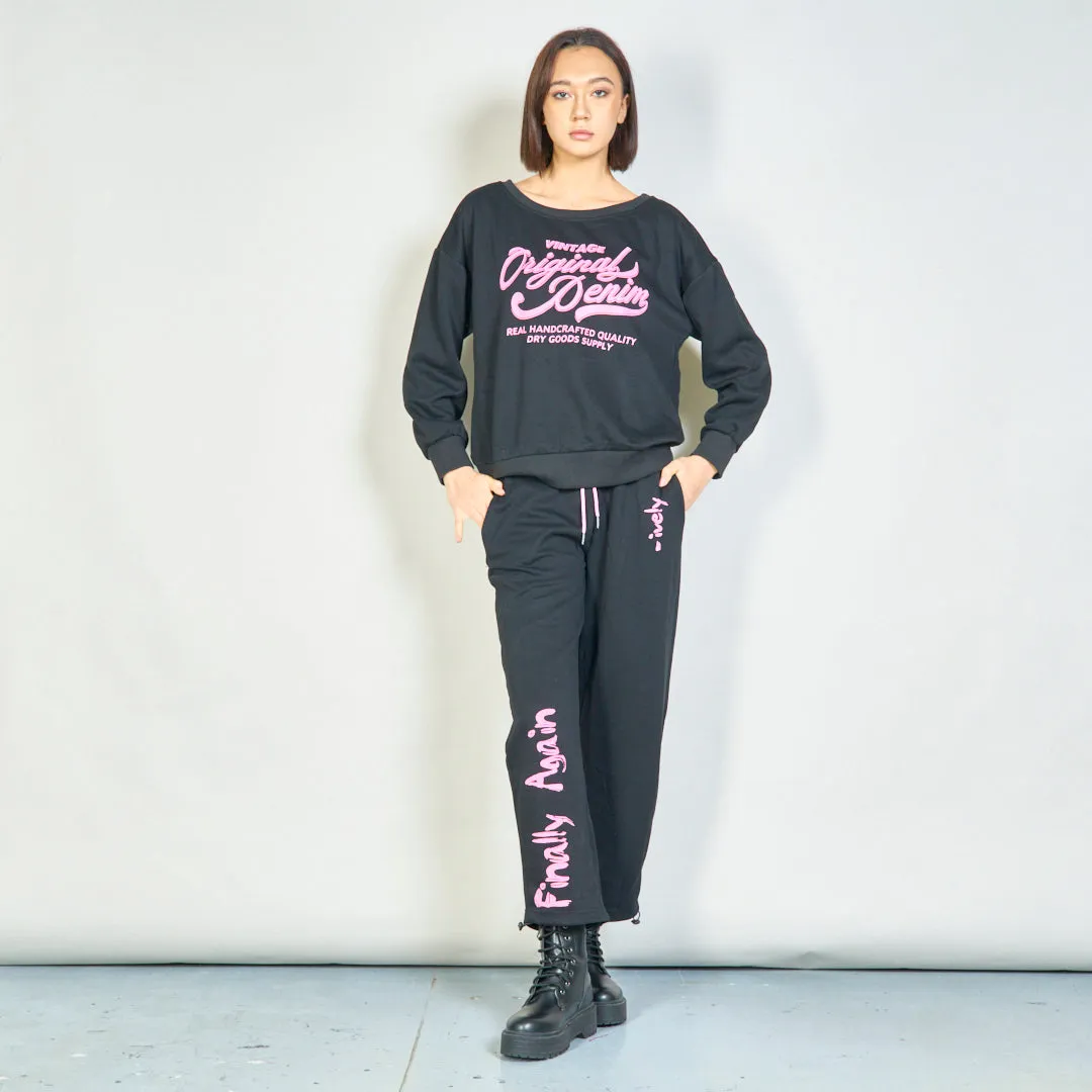 "Original Denim" graphic sweatshirt and jogger set wholesale