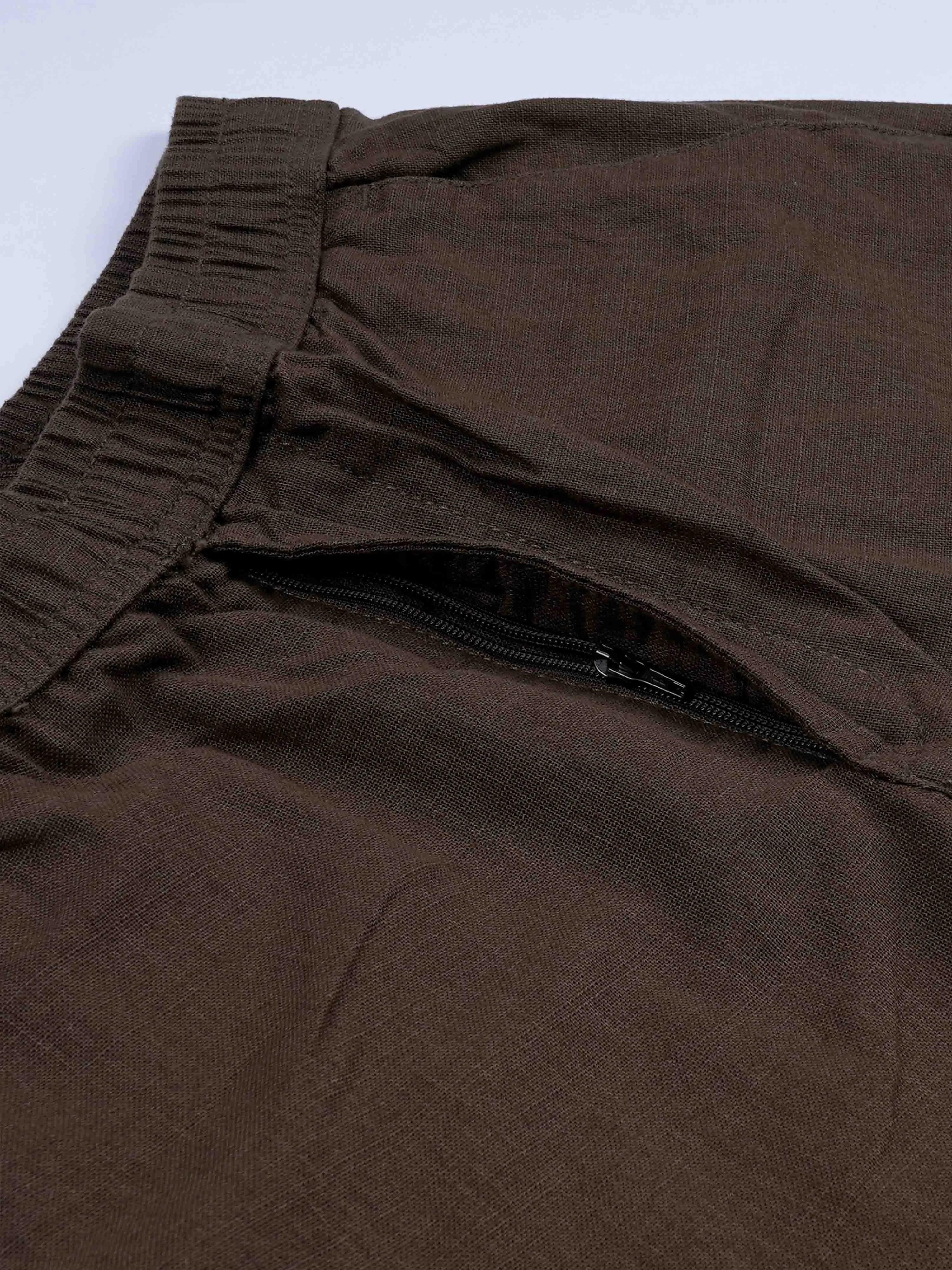 Raw Slub Relaxed Brown Flexiwaist Pants