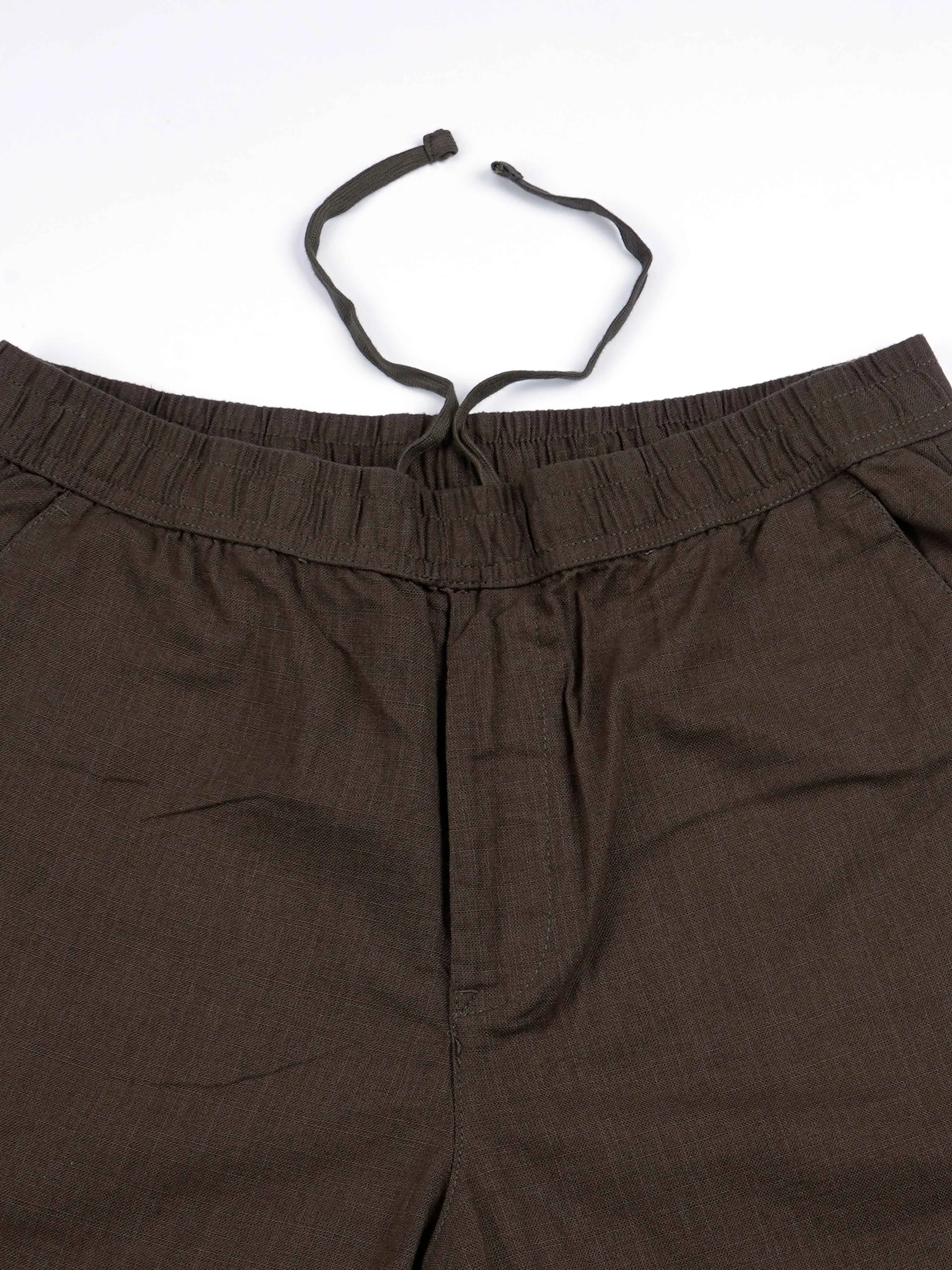Raw Slub Relaxed Brown Flexiwaist Pants