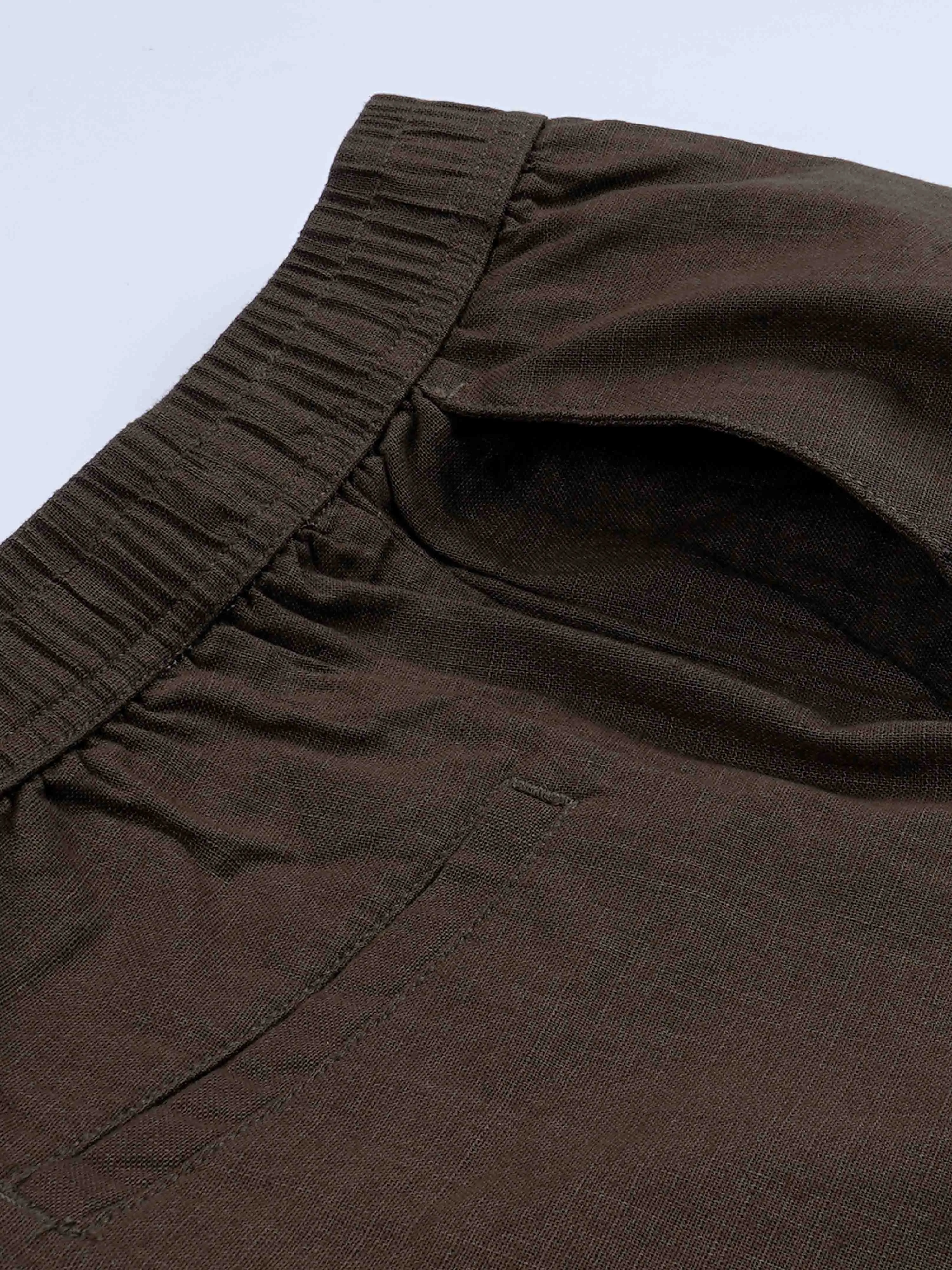 Raw Slub Relaxed Brown Flexiwaist Pants