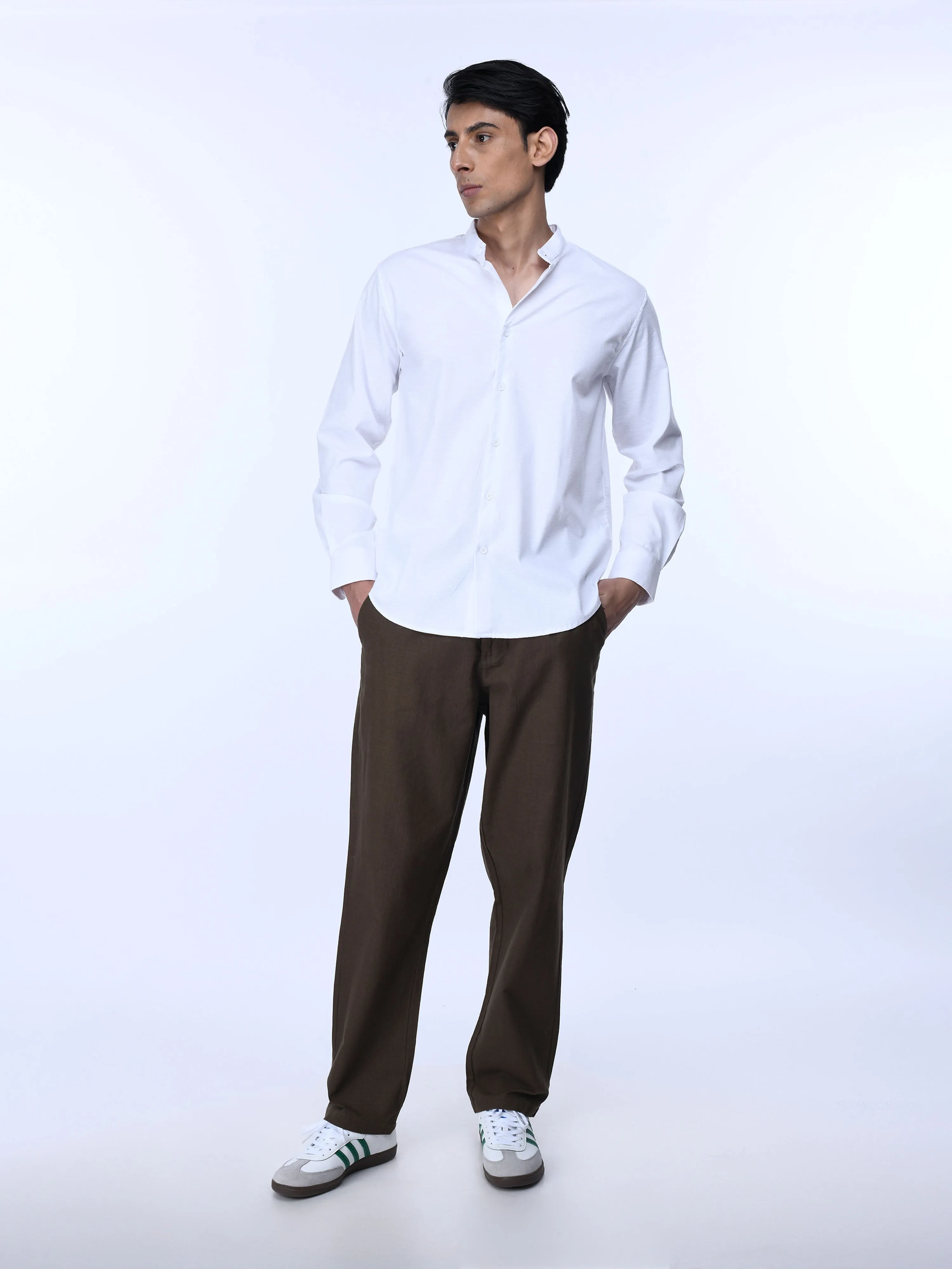 Raw Slub Relaxed Brown Flexiwaist Pants